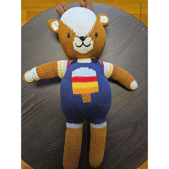 Cuddle + Kind Scout The Deer Plush Knit Stuffed Animal Kids Toy Handmade 12" - Picture 1 of 4